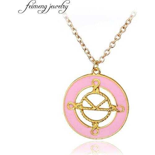 Feimeng jewelry Kingsman Necklace Charm Pink Enamel The Secret Service Pendant Necklace For Women Fashion Accessories