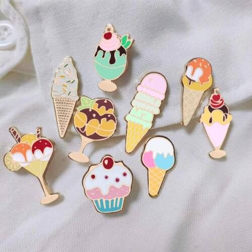 Mini Color Fashion Ice Cream cake Metal pin brooches pins Jackets Badge Shirt Accessories Brooches For Women Jewelry best friend
