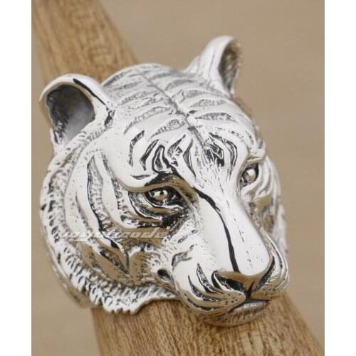 925 Sterling Silver Huge Heavy Tiger Ring Mens Biker Rock Punk Ring 9M005 US Size 8 to 15