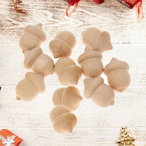 20 Pcs Wooden Acorns Unfinished Doll DIY Crafts Wooden Peg Doll Home Decoration Ornament