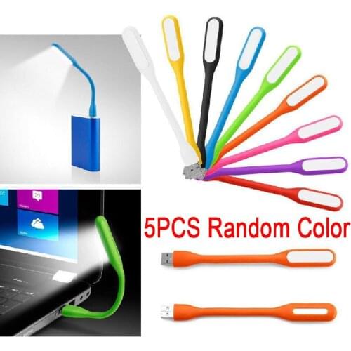 5pcs/lot USB LED Book Light Flexible Foldable LED USB Reading Lamps DC 5V Nightlight For Power Bank Computer Notebook Laptop