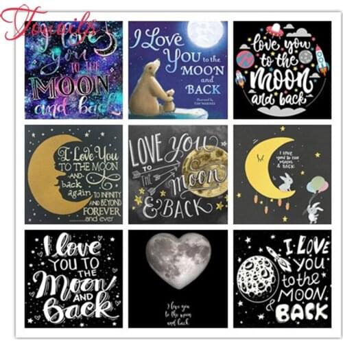 TOUOILP diy Diamond Embroidered Full Square&Round Drill I love you to the moon and back 5d Diamond Painting Cross Stitch Soccer