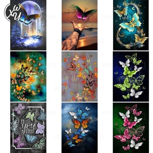 Purple Butterfly Diamond Painting Kits for Adults Butterfly Cross Stitch Kit 5D Diy Diamond Painting Animal Full Drill for Decor