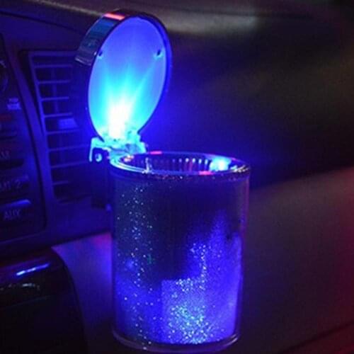 Auto Car LED Light Cigarettes Cigary Cylinder Ashtray Container Holder Storage Cup