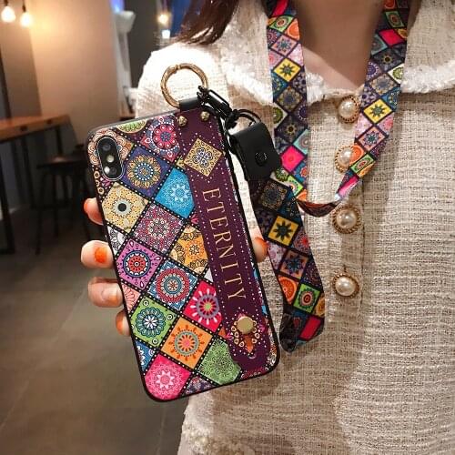 Wrist Strap Case For Iphone SE 2020 TPU Cover For Iphone 12 11 Pro Max X XR XS Max 6S 7 8 Plus Phone Holder Coque With Lanyard