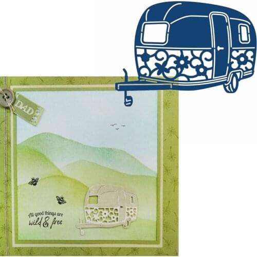 Florid Travel Bus Metal Cutting Dies Stencils Flowery Caravan Die Cut For Card Making DIY New 2019 Crafts Cards