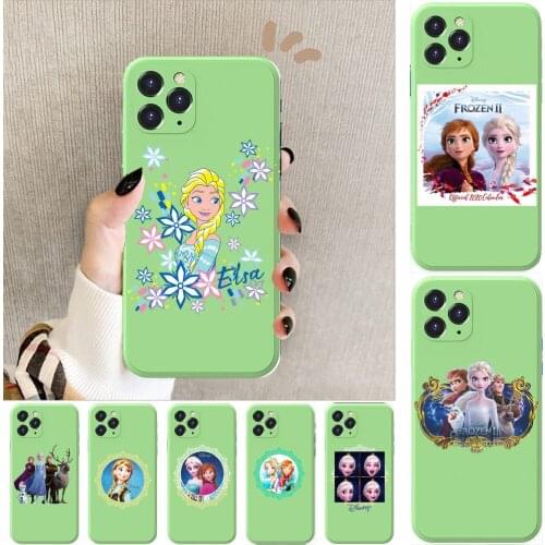 Frozen Anime Phone Case cover For iphone 12 Pro Max 11 8 7 6 S XR PLUS X XS SE 2020 mini cell shell Mint Green