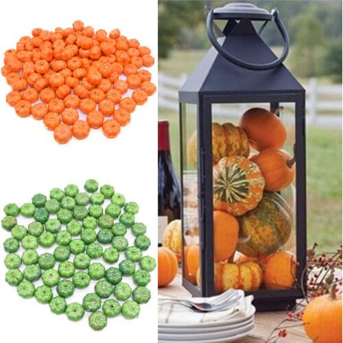 25/50pcs Orange Green Mini Halloween Artificial Pumpkin Fake Simulation Vegetable For Wedding Birthday Party Decoration Supplies