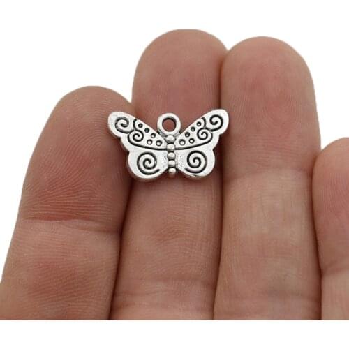 JAKONGO Antique Silver Plated Butterfly Charm Pendants for Jewelry Making Bracelet DIY Accessories 21x12mm 10pcs