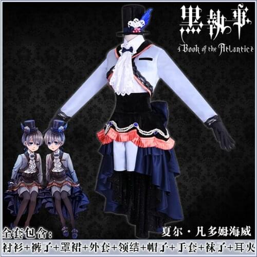 Black Butler Ciel Phantomhive Cosplay Costume Twins Gothic Uniform Dress Halloween Costumes for Women Man Anime Clothes