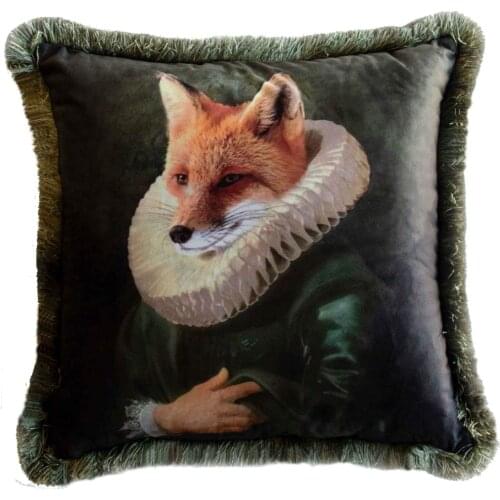 Square Pillowcase And Pillow Inside 450x450 Zippered Mr. Fox Velvet Fabric Frilly Models Decorative Sofa Home Cushions