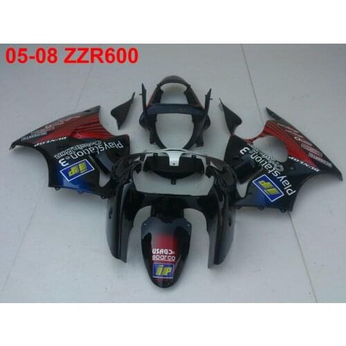Injection mold hot sale fairing kit for Kawasaki Ninja ZZR600 05 06 07 08 red black fairings ZZR600 2005-2008 TW29