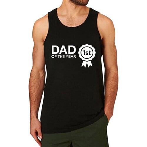 Lyprerazy Mens DAD OF THE YEAR Workout Gym Funny Printed Tank Top