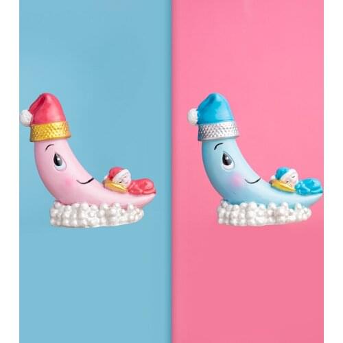 Mini Cute Resin Cartoon Sleep Moon Cake Decoration Kids Room Decoration Ornament Home Office Desk Decorative Ornament Toy Gift