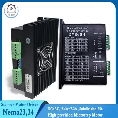 Nema23 Stepper Motor Driver Microstep Motor Brushless DC Motor 2 Phase 256 Subdivision 2.4A-7.2A for Nema34 Stepper Driver DC/AC