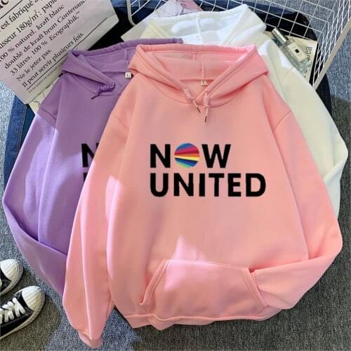 New Style for Autumn and Winter Candy-Colored Sweatshirt Black Now United Printed Pattern All-match Cool Hooded