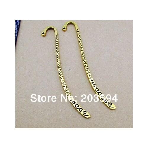 Wholesale 10Pcs /Lots Antique Gold Bookmark Metal Bookmark with loop 86mm