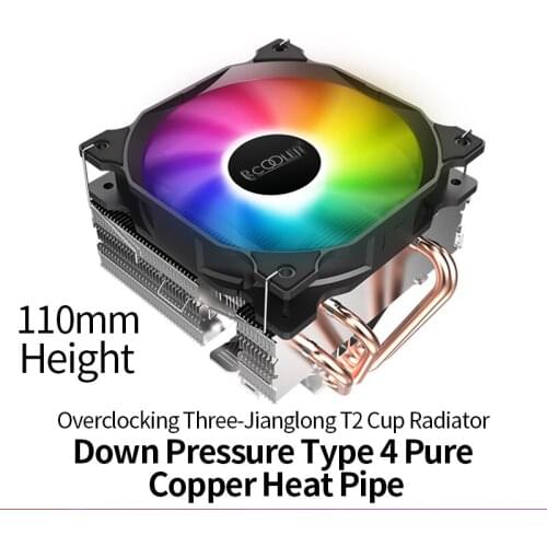 Overclocking Three Jianglong T2 Radiator Cpu Fan Down-Pressure Silent Temperature Control Computer I3/I5/I7 Dazzling Amd Four Co