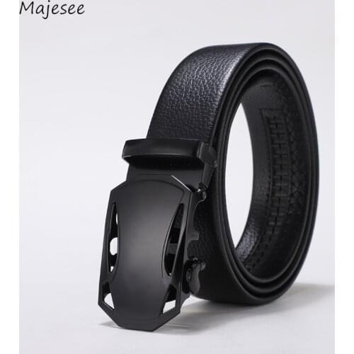 Leather Waist Belts Men Formal Business Leisure Automatic Buckle Wide-waist Band Ceinture Luxury Solid Classic Basic Fashion Hot