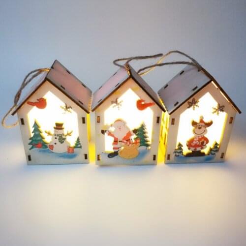 Christmas Light Cabin Christmas Decoration Pendant DIY Pendant Logwood Christmas Light Small House christmas decor