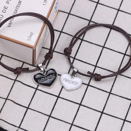 DIY 2pcs/setCouple Bracelet Heart-shaped I Love You Forever Metal Braiding Couple Bracelets For Men Women Gifts Variety 2019 New
