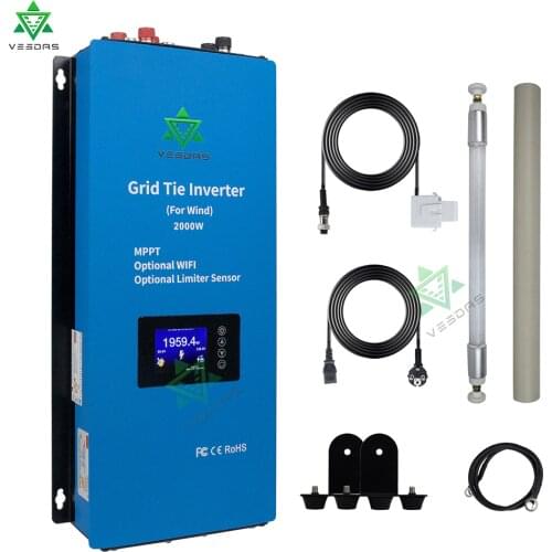 Grid Tie Inverter 2000W Wind Power Microinverter with Dump Load internal limiter 45-90VDC 115/230VAC for wind turbine generator