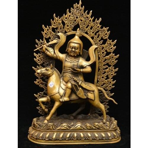 Tibetan Bronze Ride Horse Mwo He Jya La Mohegeluo Mahakala Wrathful Deity Statue