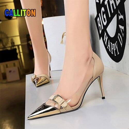 Pumps Women Transparent High Heel Sandal Summer Shoes For Women 2021 Sexy Metal Pointed Belt Buckle Party Shoes Single Shoes
