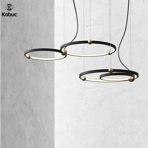 Kobuc Italy Creative Design Metal Bright Led Pendant Light Fixture 30/40/50CM Nordic Bedroom Living room Round Ring Pendant Lamp