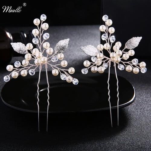 Miallo Newest 2 Pcs/Lot Wedding Hair Pins for Bride Ivory White Hairpins for Women Wedding Hair Ornaments Hair Accessories