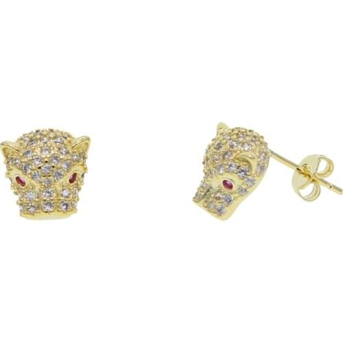2019 HIPHOP Rock iced out bling cubic zirconia women jewelry micro pave cz leopard cool animal Panther earring studs