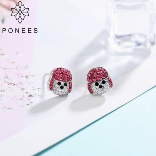 PONEES 2019 New Fashion Pave Crystal Cute Pocky Piupiu Dog Stud Earrings For Women Puppy Earrings Animal Jewelry Free Shipping