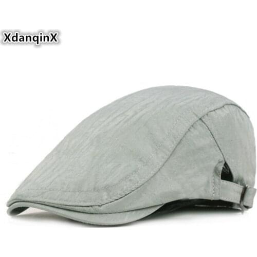 XdanqinX Womens Cotton Polyester Breathable Beret Hats Simple Mens Sports Cap Adjustable Size Ultra-thin Sunscreen Couple Hat