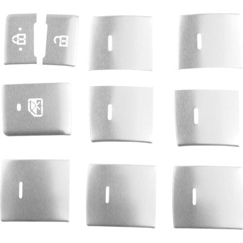 10Pcs/Set Aluminum Alloy Silver Car Window Lift Switch Button Cover Trim Fit For Toyota CHR C-HR 2018 2019 2020 2021