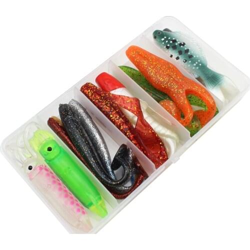 11pcs/Box soft bait beginner fishing tackle lures wobbler jigging fishing silicone bait soft worm shrimp Frog squid lures