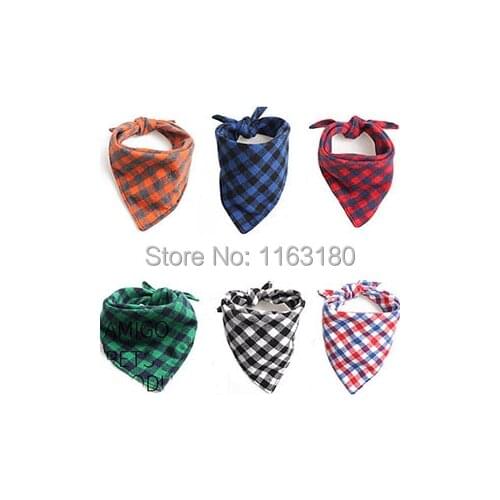 240 pcs/lot Dog Puppy Triangular Bandana Scarfs Collar Dog Accessories Scarf Plaid Cotton Dog Pet Bandana Pet Cat Collars