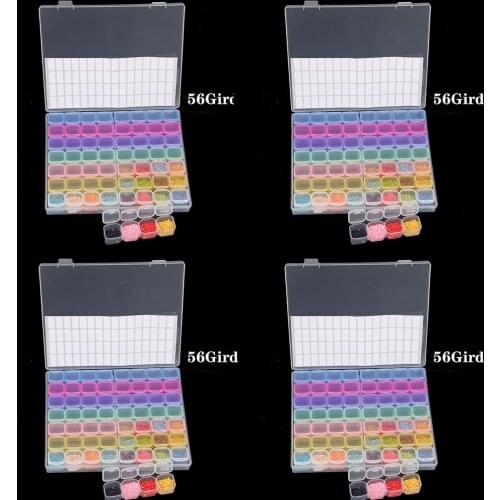 28/56/224 Slot Transparent Plastic Storage Box Diamond Painting Accessories Tool Nail Art Rhinestone Bead Storage Box