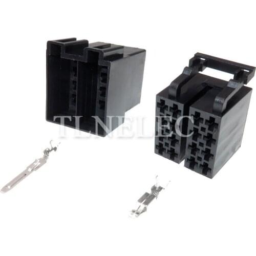 3.5mm 16 Pin Way Black Male Female Housing Socket Plastic Auto Wire CD Plug Audio Connector for Car Volkswagen VW Bora