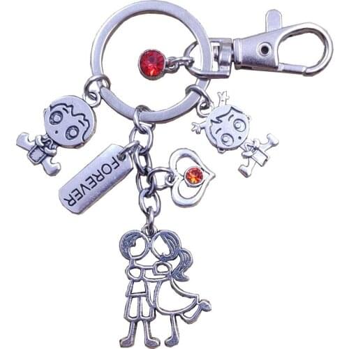 32 Syeles Romantic Couple Keychain Key Ring Engraved Forever Lettered Word Charm Angel Birthday Boy Girl Lover Gift BR097-128