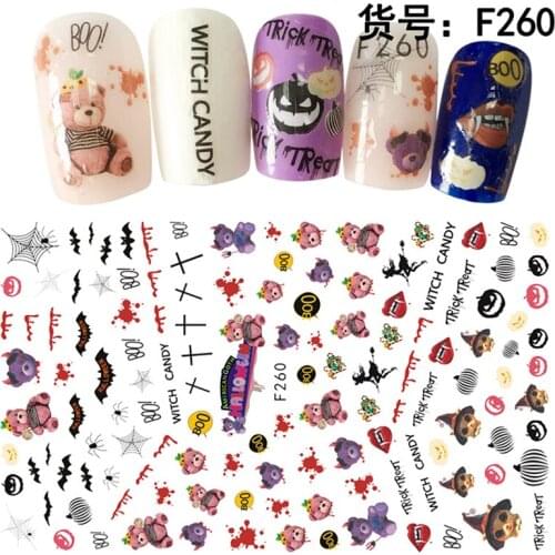 5 sheets Thin adhesive Halloween decals Nail Art decorations Stickers acrylic nails accessoires supplies tools F256-260