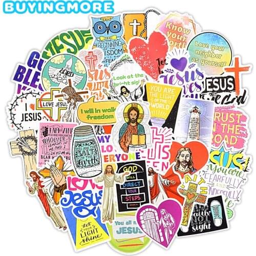 50 PCS Jesus Christian Decal Stickers Faith Wisdom Words God Bless You Blessing Gift Scrapbook Guitar Laptop Stickers Waterproof