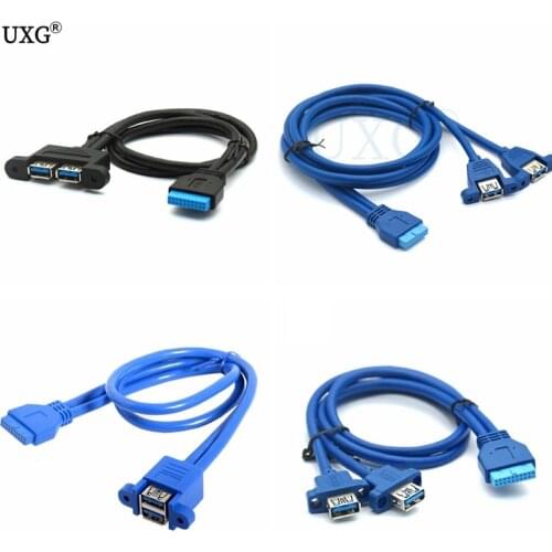 50CM 2 Ports USB 3.0 Female Back Panel To Motherboard 20pin Header Connector Cable Adapter With screws