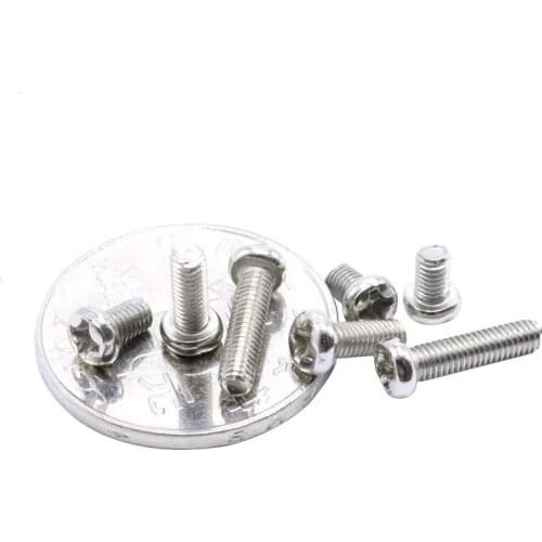 500pcs/lot M2 M2.5 M3 PM GB818 Nickel plated pan head semi-circular head cross machine screw