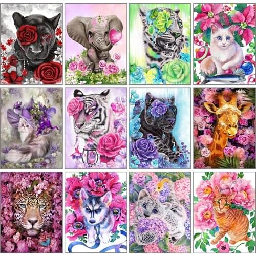 5D Diamond Painting Animals Horse Tiger Flower Home Decor Sale Full Square&Round Diamond Embroidery Cross Stitch Diamond Mosaic