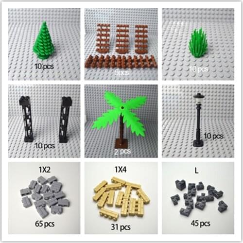 City Accessories Building Blocks Military Weapon Green Bush Flower Grass Tree Plants House Toys Bricks Compatible All Brands