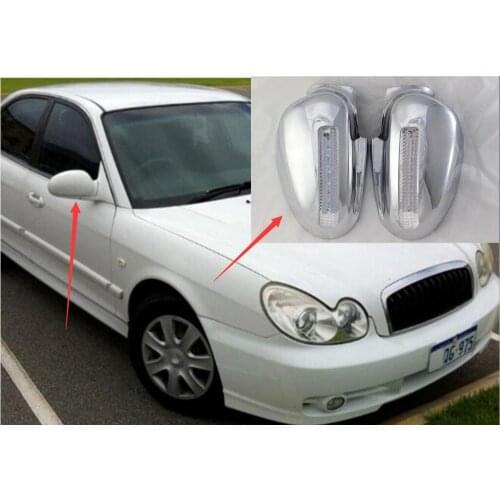 Novel style Car modification 2PCS ABS Chrome plated for Hyundai Sonata 2001-2004 door mirror covers with LED