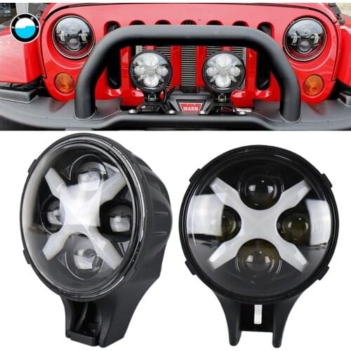 2 pcs 6 inch Round Led Auxiliary Light 60w Car LED Spotlight with X Angel Eyes DRL Driving for Off Road 4X4 Vehicle Trucks