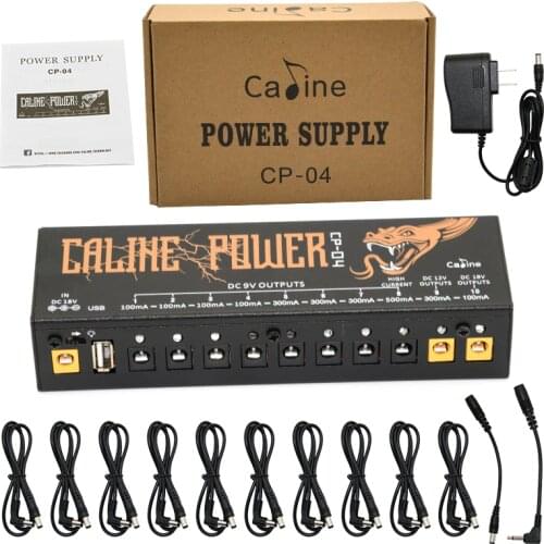 Caline Cp-04 Guitar Pedal Power Supply 10 Isolated Output Power Tuner Short Circuit /Overcurrent Protection Guitar Effect Powe