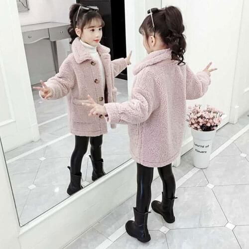 Baby Girls Autumn Winter Turn-down Collar Warm Outwear Coat Girl Kids Outerwear Coats For 3T 4 6 8 10 12 Year Children Clothes