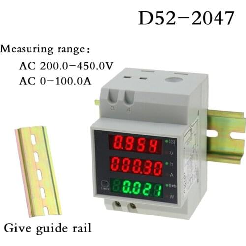 D52-2047 guide rail power meter power factor meter digital display ac voltmeter ammeter
